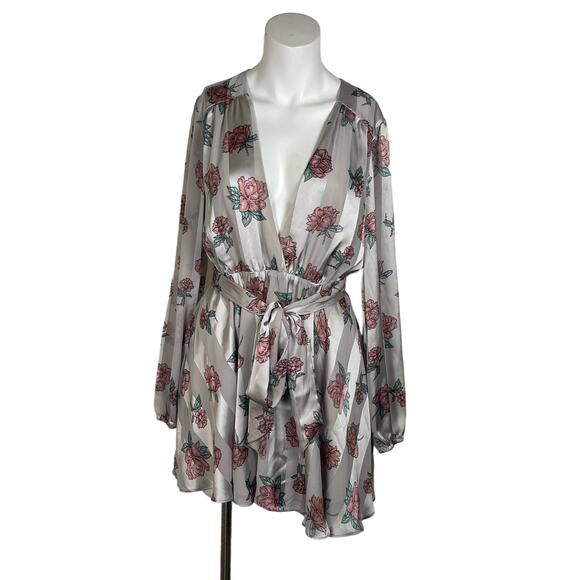 Lover's + Friends Ivy Dress Women's Small in Garden Floral Deep V Belted Mini - Picture 7 of 7